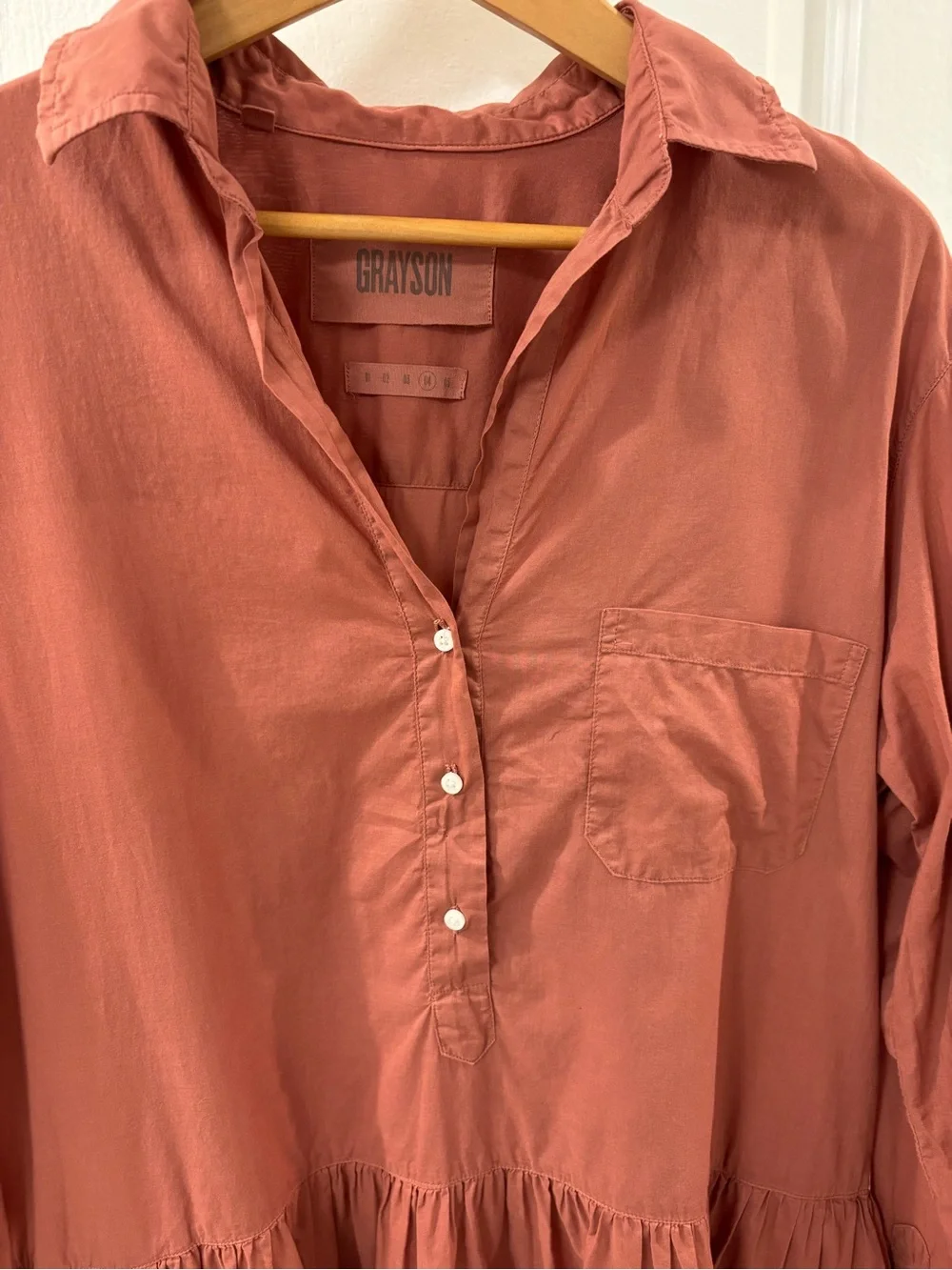 Grayson Frank and Eileen Changemaker Drop Waist Shirt Dress Rosewood Lagenlook